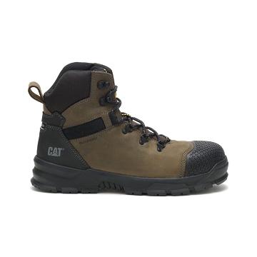 Men's Caterpillar Accomplice X Waterproof Steel Toe Safety Boots Olive | CAT090-MY