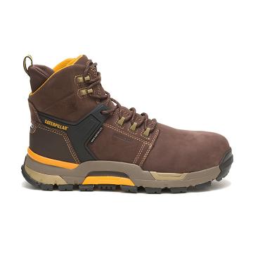 Men's Caterpillar CAT EDGE Waterproof Nano Toe Safety Boots Coffee | CAT079-MY