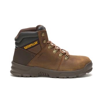 Men's Caterpillar Charge Waterproof Alloy Toe Work Boots Brown | CAT277-MY