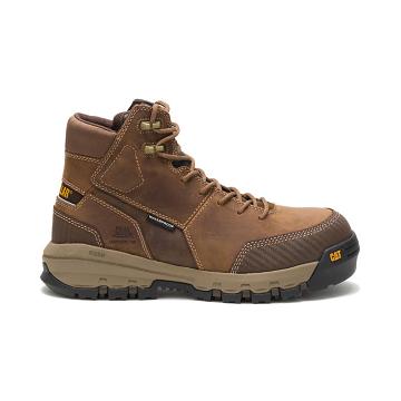 Men's Caterpillar Device Waterproof Composite Toe Safety Boots Brown | CAT034-MY