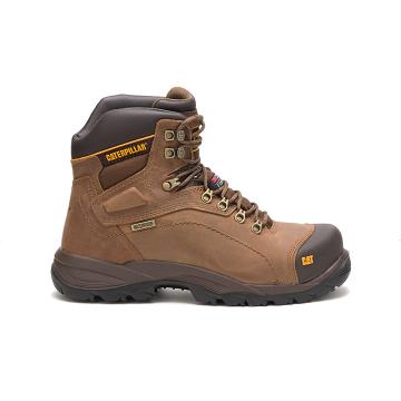 Men's Caterpillar Diagnostic Hi Waterproof Thinsulate™ Steel Toe Safety Boots Brown | CAT037-MY