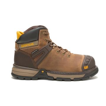 Men's Caterpillar Excavator Superlite Waterproof Soft Toe Work Boots Brown | CAT245-MY