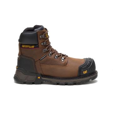 Men's Caterpillar Excavator XL 6" Waterproof Composite Toe Waterproof Boots Coffee | CAT136-MY