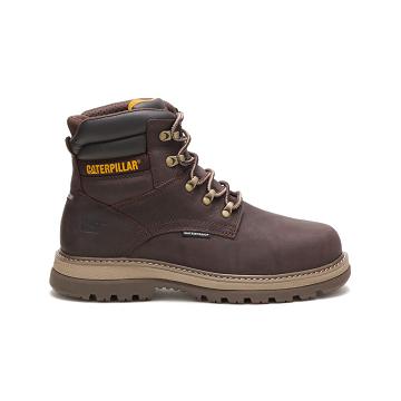 Men's Caterpillar Fairbanks 6" Waterproof Steel Toe Work Boots Coffee | CAT184-MY