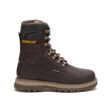 Men's Caterpillar Fairbanks 8" Waterproof TX Steel Toe Work Boots Coffee | CAT229-MY