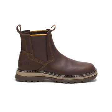 Men's Caterpillar Fairbanks Chelsea Work Boots Coffee | CAT246-MY