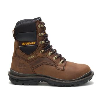 Men's Caterpillar Flexion Generator 8" Waterproof Thinsulate™ Steel Toe Work Boots Coffee | CAT207-M