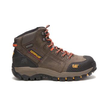 Men's Caterpillar Navigator Mid Waterproof Steel Toe Safety Boots Coffee | CAT041-MY