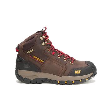 Men's Caterpillar Navigator Waterproof Safety Boots Coffee | CAT016-MY