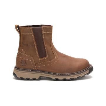 Men's Caterpillar Pelton Steel Toe Work Boots Brown | CAT197-MY