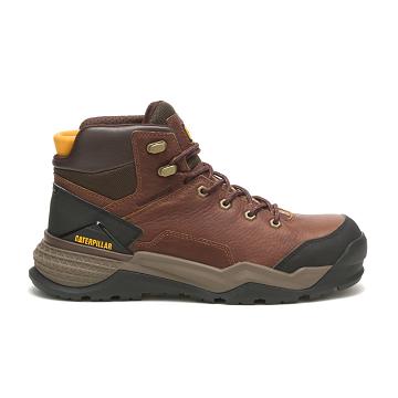 Men's Caterpillar Provoke Mid Waterproof Alloy Toe Safety Boots Coffee | CAT074-MY