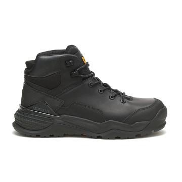 Men's Caterpillar Provoke Mid Waterproof Alloy Toe Safety Boots Black | CAT075-MY