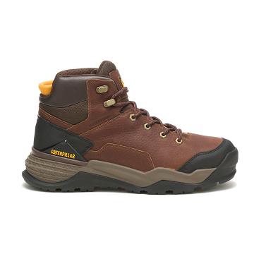 Men's Caterpillar Provoke Mid Waterproof Safety Boots Coffee | CAT078-MY