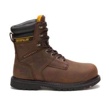 Men's Caterpillar Salvo 8" Waterproof Steel Toe Thinsulate™ Safety Boots Coffee | CAT039-MY