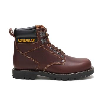 Men's Caterpillar Second Shift Safety Boots Burgundy | CAT008-MY