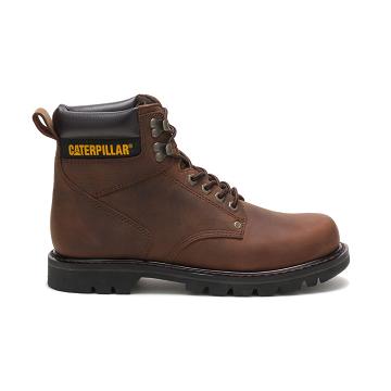 Men's Caterpillar Second Shift Safety Boots Coffee | CAT025-MY