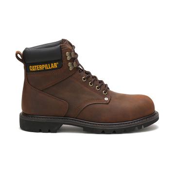 Men's Caterpillar Second Shift Steel Toe Safety Boots Coffee | CAT066-MY