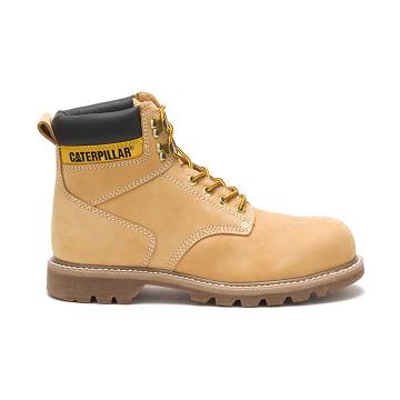 Men's Caterpillar Second Shift Steel Toe Work Boots Brown | CAT242-MY