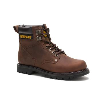 Men's Caterpillar Second Shift Work Boots Brown | CAT252-MY