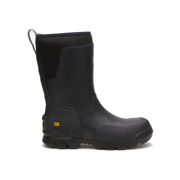 Men's Caterpillar Stormers 11" Steel Toe Waterproof Boots Black | CAT173-MY