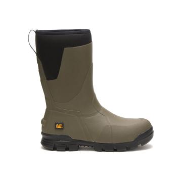 Men's Caterpillar Stormers 11" Waterproof Boots Olive | CAT174-MY