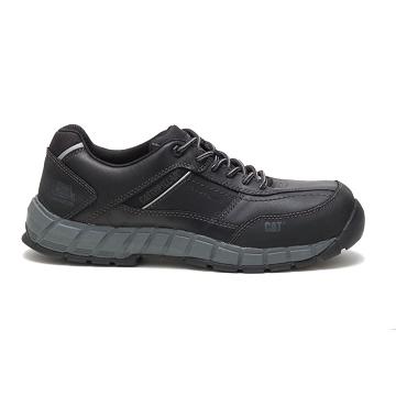 Men's Caterpillar Streamline Leather Composite Toe Walking Shoes Black | CAT364-MY