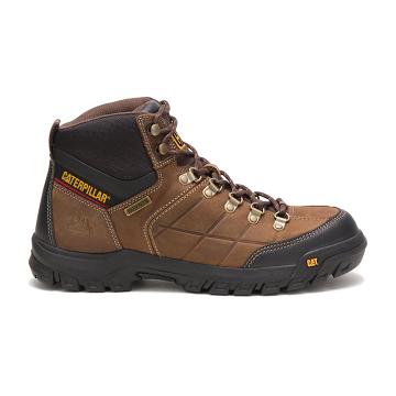 Men's Caterpillar Threshold Waterproof Safety Boots Brown | CAT020-MY