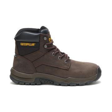 Men's Caterpillar Upholder Waterproof Steel Toe Safety Boots Coffee | CAT089-MY